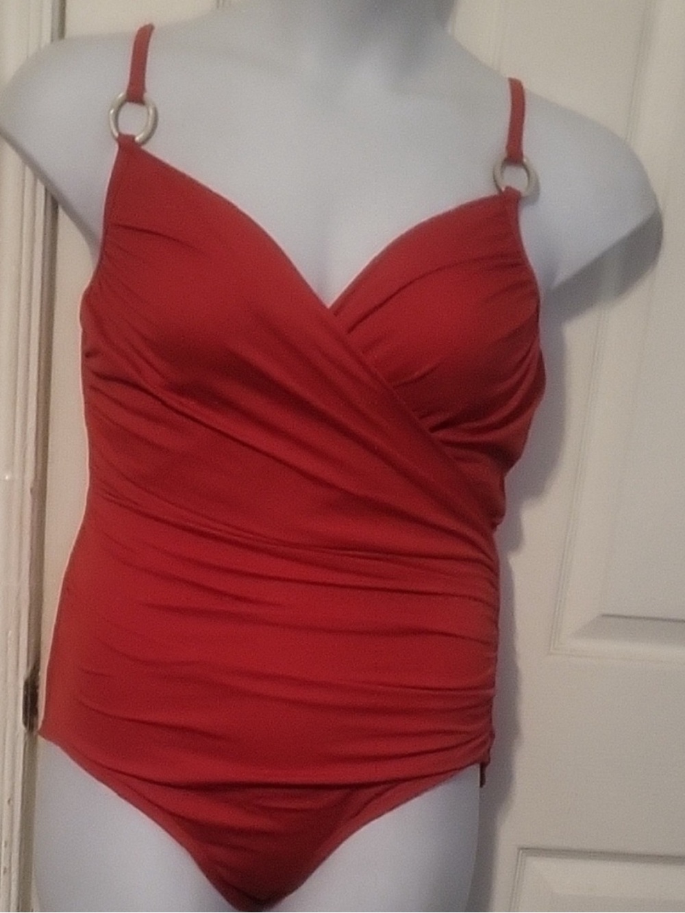 Avenue Red Swimsuit with Ring Accents
